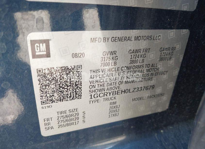 Photo 9 of 2020 Chevrolet Silverado 1500 4WD DOUBLE CAB STANDARD BED CUSTOM (VIN 1GCRYBEH0LZ337679)