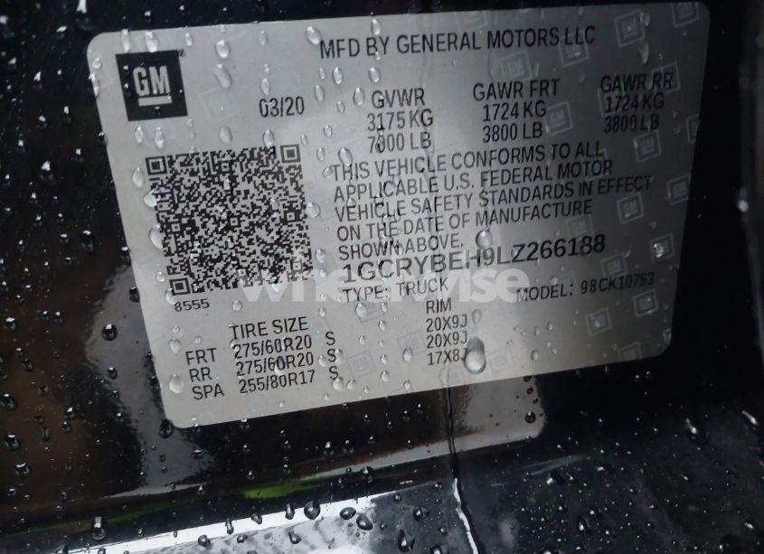 Photo 9 of 2020 Chevrolet Silverado 1500 4WD STANDARD BED CUSTOM (VIN 1GCRYBEH9LZ266188)