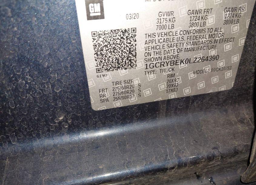 Photo 9 of 2020 Chevrolet Silverado 1500 4WD STANDARD BED CUSTOM (VIN 1GCRYBEK0LZ264390)