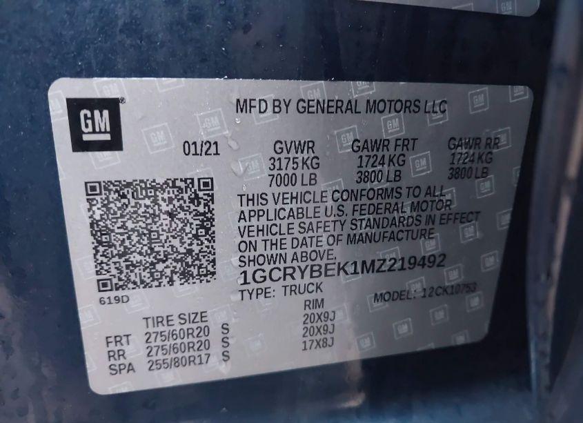 Photo 9 of 2021 Chevrolet Silverado 1500 4WD STANDARD BED CUSTOM (VIN 1GCRYBEK1MZ219492)