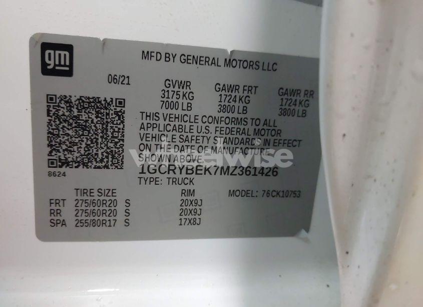 Photo 9 of 2021 Chevrolet Silverado 1500 4WD DOUBLE CAB STANDARD BED CUSTOM (VIN 1GCRYBEK7MZ361426)