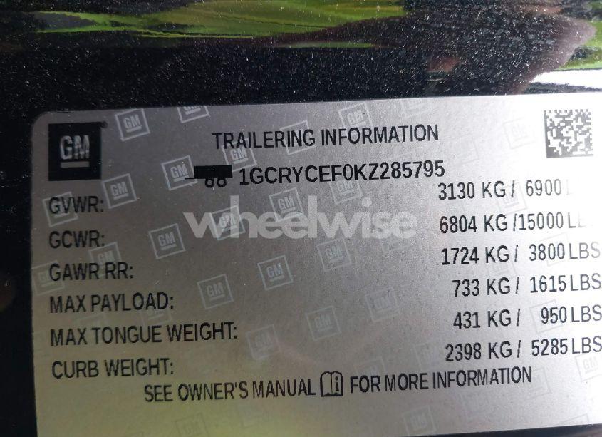 Photo 9 of 2019 Chevrolet Silverado 1500 CUSTOM TRAIL BOSS (VIN 1GCRYCEF0KZ285795)