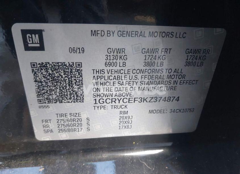 Photo 9 of 2019 Chevrolet Silverado 1500 CUSTOM TRAIL BOSS (VIN 1GCRYCEF3KZ374874)