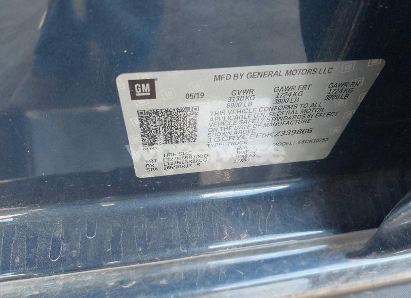 Photo 9 of 2019 Chevrolet Silverado 1500 CUSTOM TRAIL BOSS (VIN 1GCRYCEF5KZ339866)