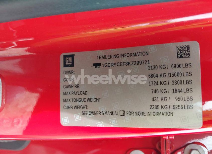 Photo 9 of 2019 Chevrolet Silverado 1500 CUSTOM TRAIL BOSS (VIN 1GCRYCEF8KZ299721)