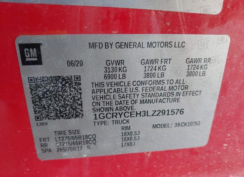 Photo 9 of 2020 Chevrolet Silverado 1500 4WD STANDARD BED CUSTOM TRAIL BOSS (VIN 1GCRYCEH3LZ291576)