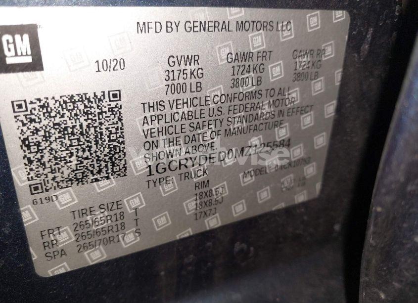 Photo 9 of 2021 Chevrolet Silverado 1500 4WD DOUBLE CAB STANDARD BED LT (VIN 1GCRYDED0MZ125584)