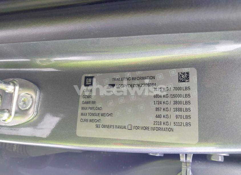 Photo 9 of 2019 Chevrolet Silverado 1500 LT (VIN 1GCRYDED2KZ308384)