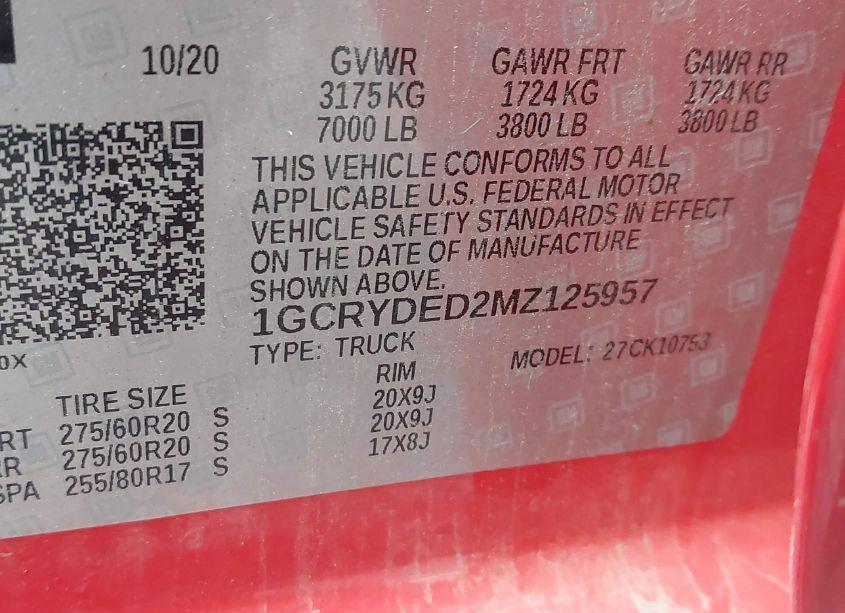 Photo 9 of 2021 Chevrolet Silverado 1500 4WD STANDARD BED LT (VIN 1GCRYDED2MZ125957)