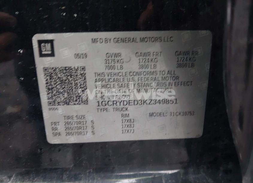 Photo 9 of 2019 Chevrolet Silverado 1500 LT (VIN 1GCRYDED3KZ349851)
