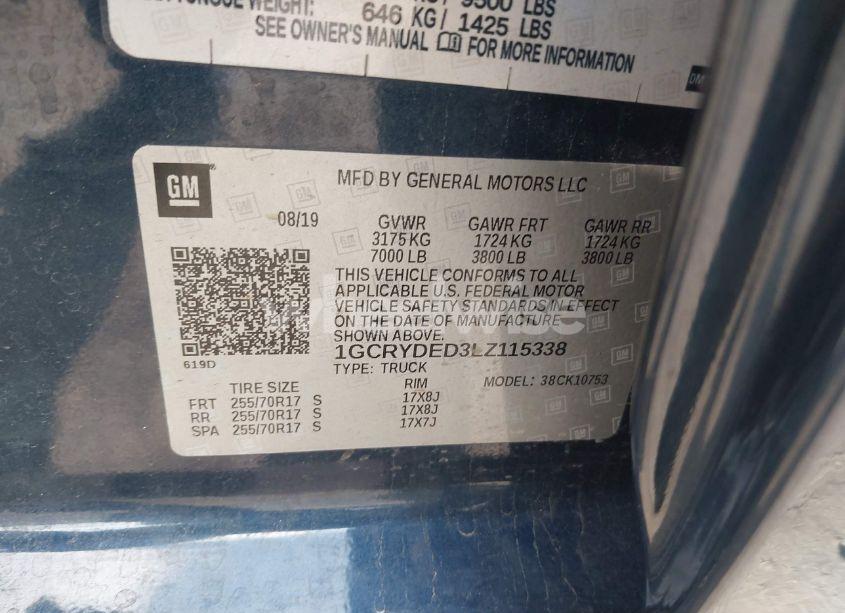 Photo 9 of 2020 Chevrolet Silverado 1500 4WD DOUBLE CAB STANDARD BED LT (VIN 1GCRYDED3LZ115338)