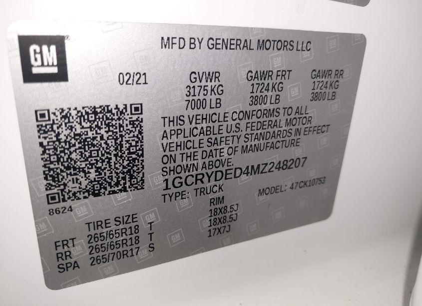 Photo 9 of 2021 Chevrolet Silverado 1500 4WD STANDARD BED LT (VIN 1GCRYDED4MZ248207)