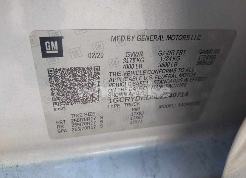 Photo 9 of 2020 Chevrolet Silverado 1500 (VIN 1GCRYDED5LZ240714)