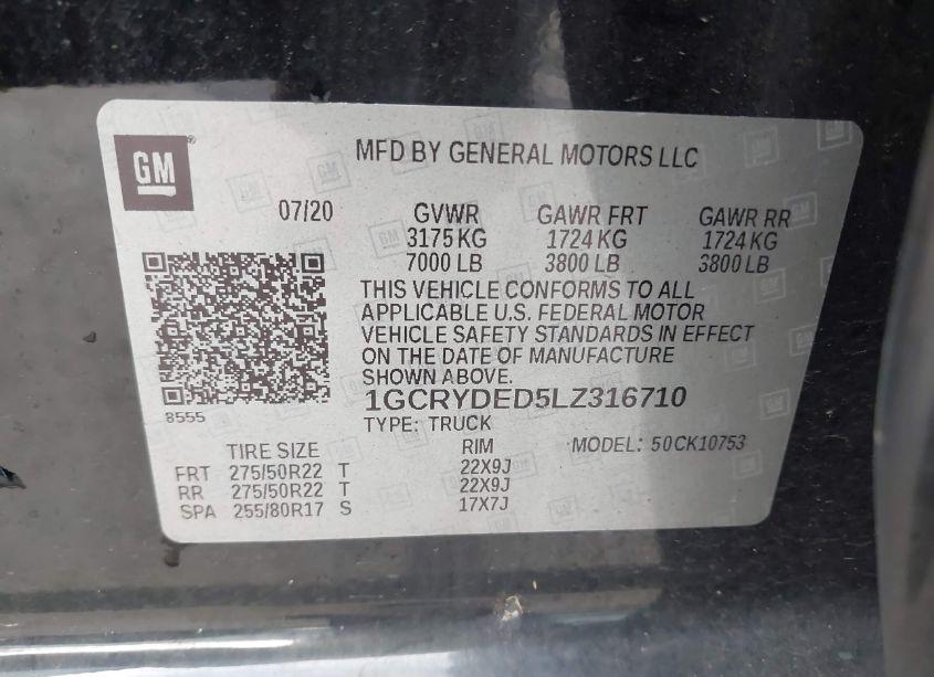 Photo 9 of 2020 Chevrolet Silverado 1500 4WD STANDARD BED LT (VIN 1GCRYDED5LZ316710)