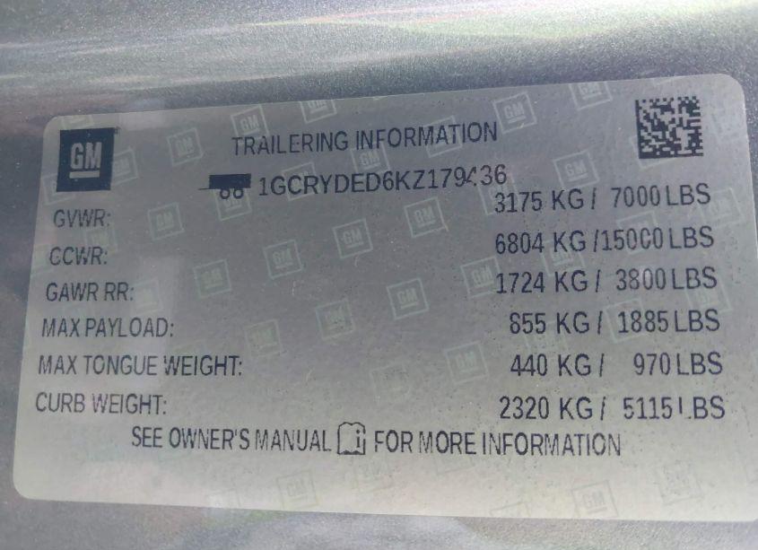 Photo 9 of 2019 Chevrolet Silverado 1500 LT (VIN 1GCRYDED6KZ179436)