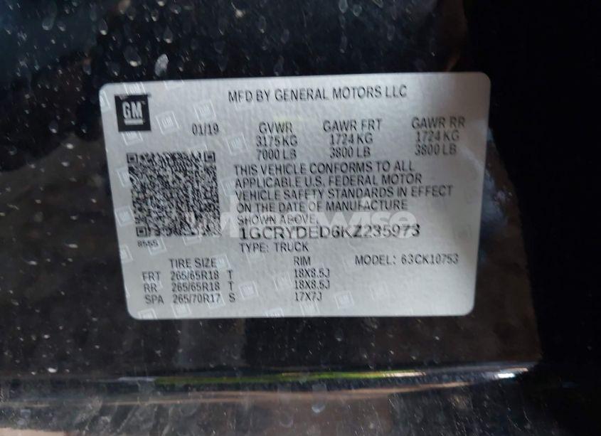 Photo 9 of 2019 Chevrolet Silverado 1500 LT (VIN 1GCRYDED6KZ235973)