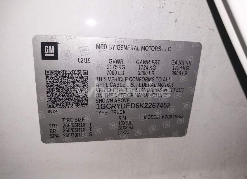 Photo 9 of 2019 Chevrolet Silverado 1500 LT (VIN 1GCRYDED6KZ267452)