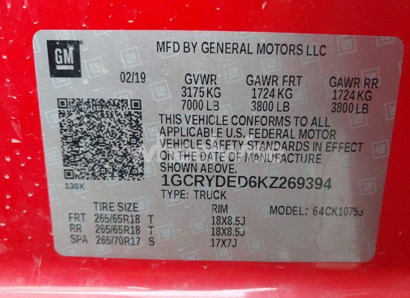Photo 9 of 2019 Chevrolet Silverado 1500 LT (VIN 1GCRYDED6KZ269394)