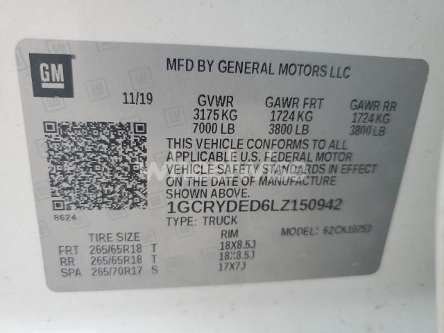 Photo 6 of 2020 CHEVROLET SILVERADO K1500 LT N/A (VIN 1GCRYDED6LZ150942)