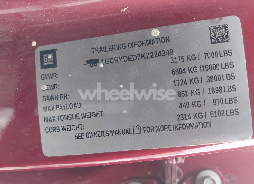 Photo 9 of 2019 Chevrolet Silverado 1500 LT (VIN 1GCRYDED7KZ224349)