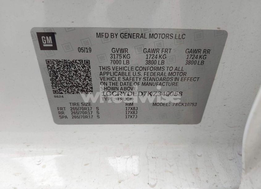 Photo 9 of 2019 Chevrolet Silverado 1500 LT (VIN 1GCRYDED7KZ349058)