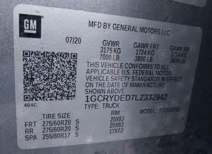 Photo 9 of 2020 Chevrolet Silverado 1500 4WD STANDARD BED LT (VIN 1GCRYDED7LZ332942)