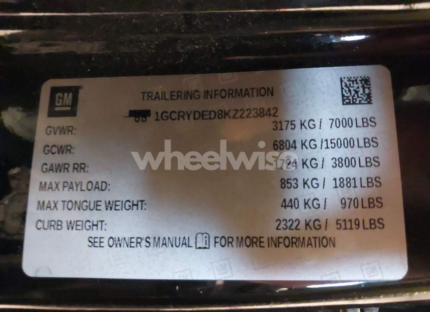 Photo 9 of 2019 Chevrolet Silverado 1500 LT (VIN 1GCRYDED8KZ223842)