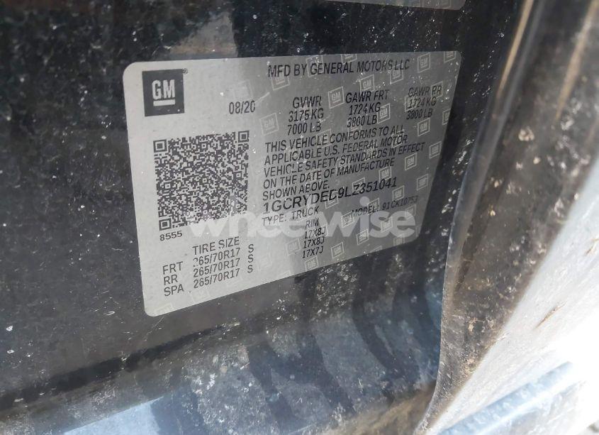 Photo 9 of 2020 Chevrolet Silverado 1500 4WD DOUBLE CAB STANDARD BED LT (VIN 1GCRYDED9LZ351041)