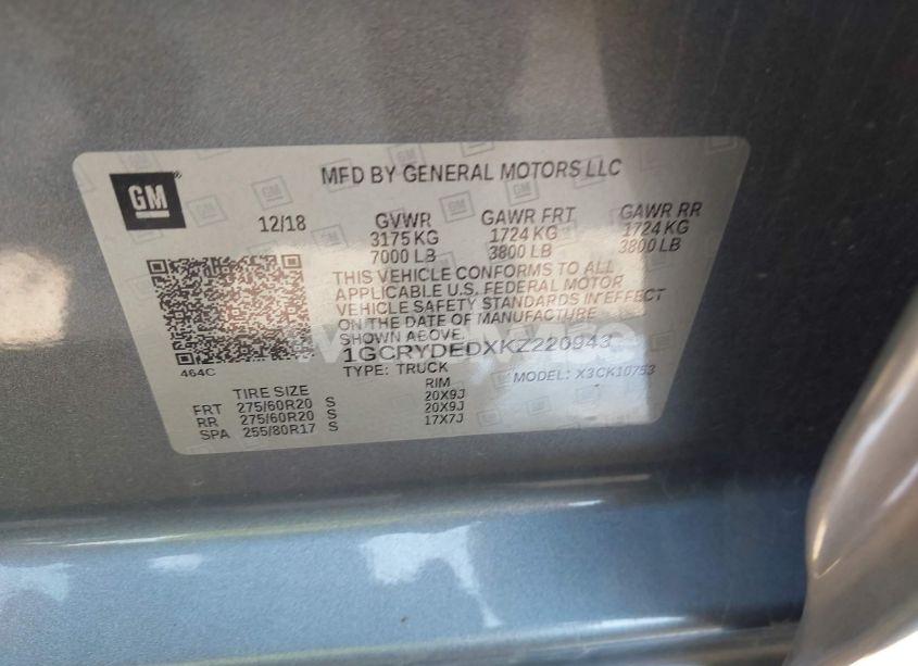 Photo 9 of 2019 Chevrolet Silverado 1500 LT (VIN 1GCRYDEDXKZ220943)