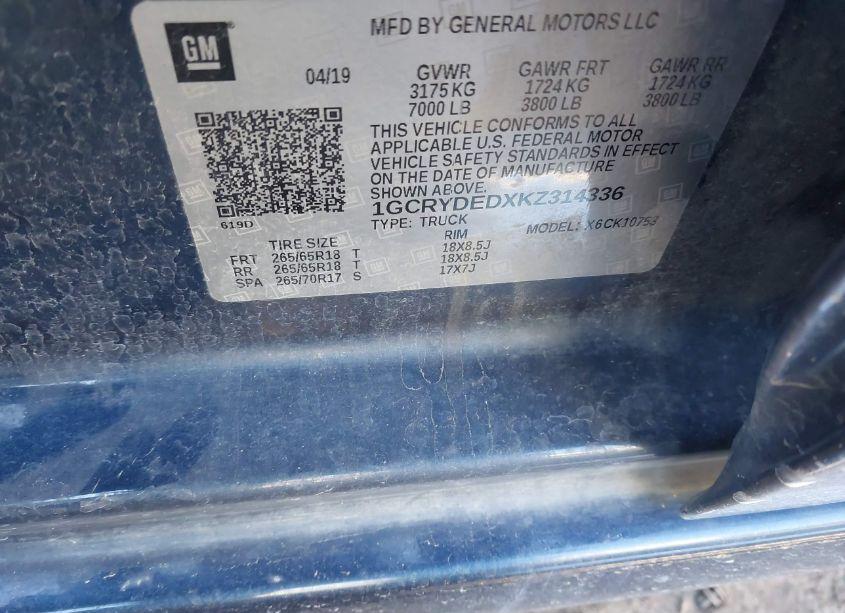 Photo 9 of 2019 Chevrolet Silverado 1500 LT (VIN 1GCRYDEDXKZ314336)