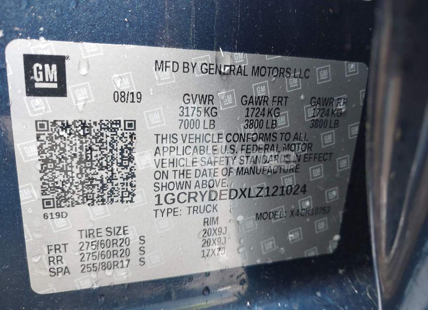 Photo 9 of 2020 Chevrolet Silverado 1500 4WD STANDARD BED LT (VIN 1GCRYDEDXLZ121024)