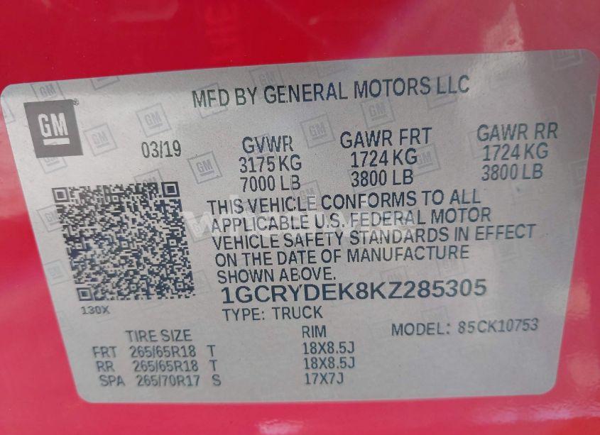 Photo 9 of 2019 Chevrolet Silverado 1500 LT (VIN 1GCRYDEK8KZ285305)