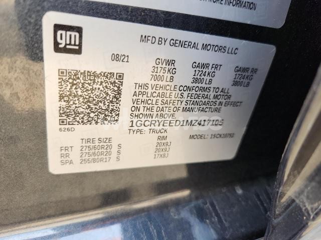 Photo 11 of 2021 CHEVROLET SILVERADO K1500 RST (VIN 1GCRYEED1MZ417105)