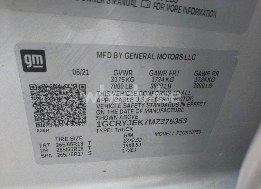 Photo 9 of 2021 Chevrolet Silverado 1500 4WD DOUBLE CAB STANDARD BED LT WITH 2FL (VIN 1GCRYJEK7MZ375353)