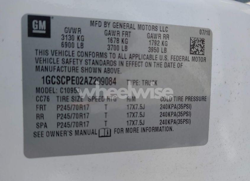 Photo 9 of 2010 Chevrolet Silverado 1500 WORK TRUCK (VIN 1GCSCPE02AZ299084)