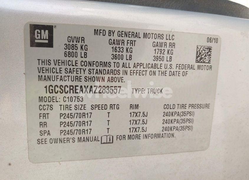 Photo 9 of 2010 Chevrolet Silverado 1500 LS (VIN 1GCSCREAXAZ283557)