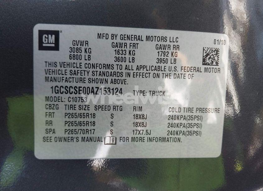 Photo 9 of 2010 Chevrolet Silverado 1500 LT (VIN 1GCSCSE00AZ153124)