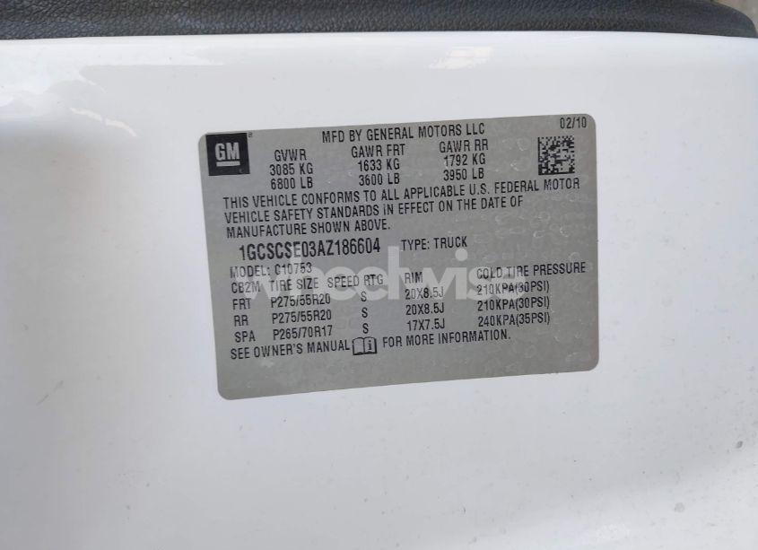 Photo 9 of 2010 Chevrolet Silverado 1500 LT (VIN 1GCSCSE03AZ186604)