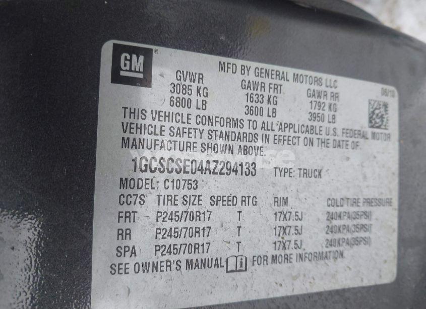 Photo 9 of 2010 Chevrolet Silverado 1500 LT (VIN 1GCSCSE04AZ294133)