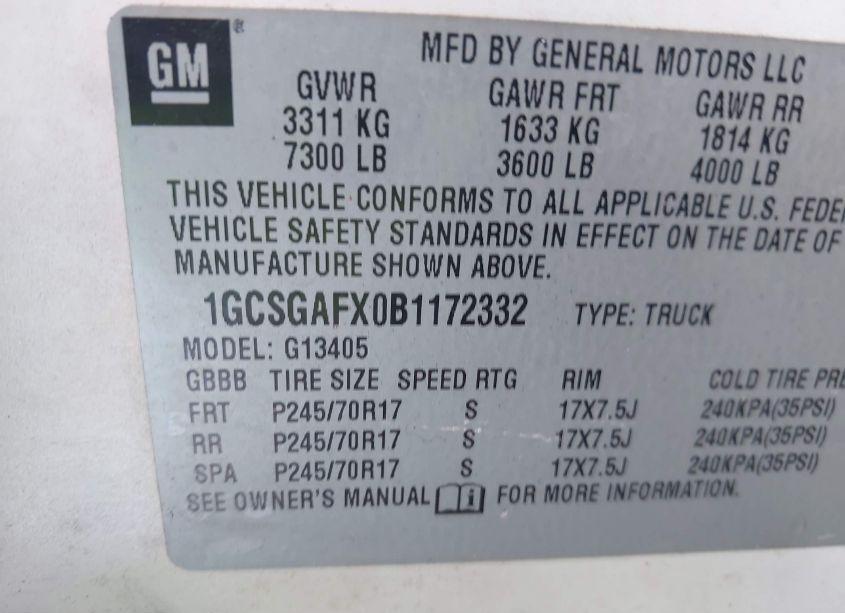 Photo 9 of 2011 Chevrolet Express 1500 WORK VAN (VIN 1GCSGAFX0B1172332)