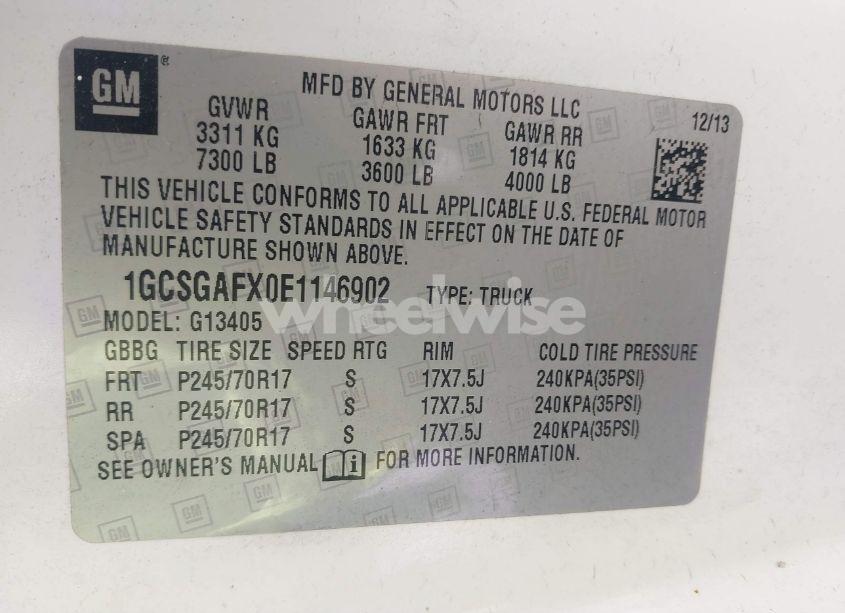 Photo 9 of 2014 Chevrolet Express 1500 WORK VAN (VIN 1GCSGAFX0E1146902)