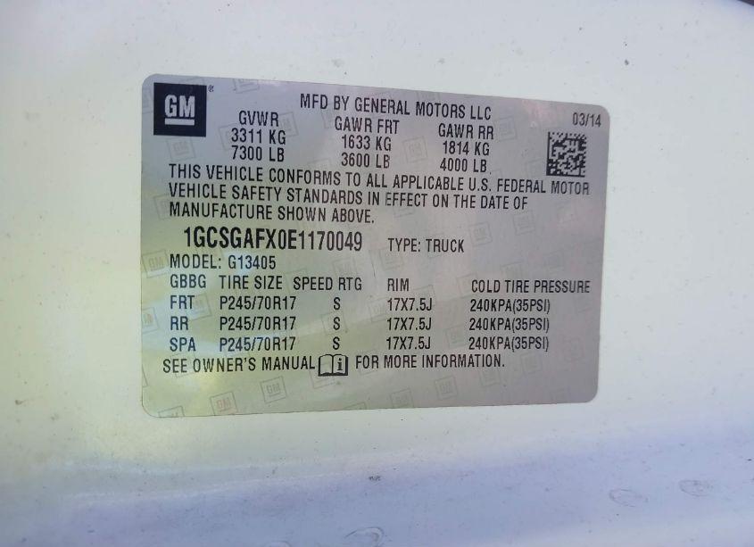 Photo 9 of 2014 Chevrolet Express 1500 WORK VAN (VIN 1GCSGAFX0E1170049)