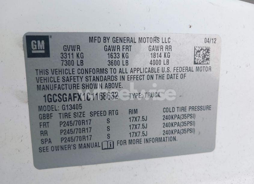 Photo 9 of 2012 Chevrolet Express 1500 WORK VAN (VIN 1GCSGAFX1C1168632)