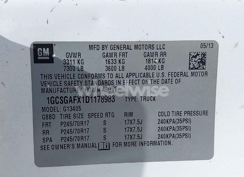 Photo 9 of 2013 Chevrolet Express WORK VAN (VIN 1GCSGAFX1D1178983)