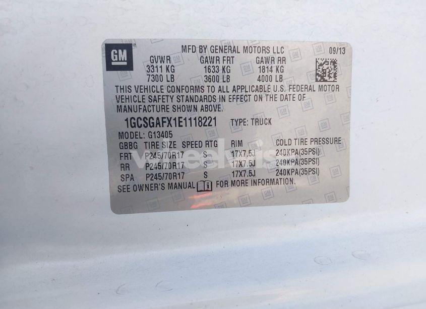 Photo 9 of 2014 Chevrolet Express 1500 WORK VAN (VIN 1GCSGAFX1E1118221)