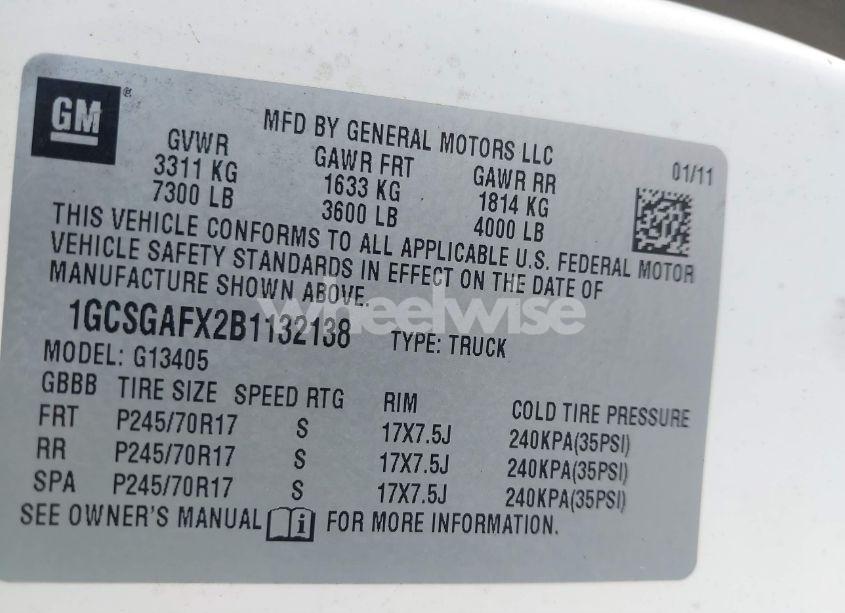 Photo 9 of 2011 Chevrolet Express 1500 WORK VAN (VIN 1GCSGAFX2B1132138)