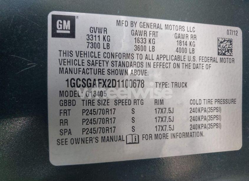 Photo 9 of 2013 Chevrolet Express 1500 WORK VAN (VIN 1GCSGAFX2D1100678)