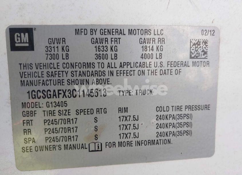 Photo 8 of 2012 Chevrolet Express 1500 WORK VAN (VIN 1GCSGAFX3C1145613)