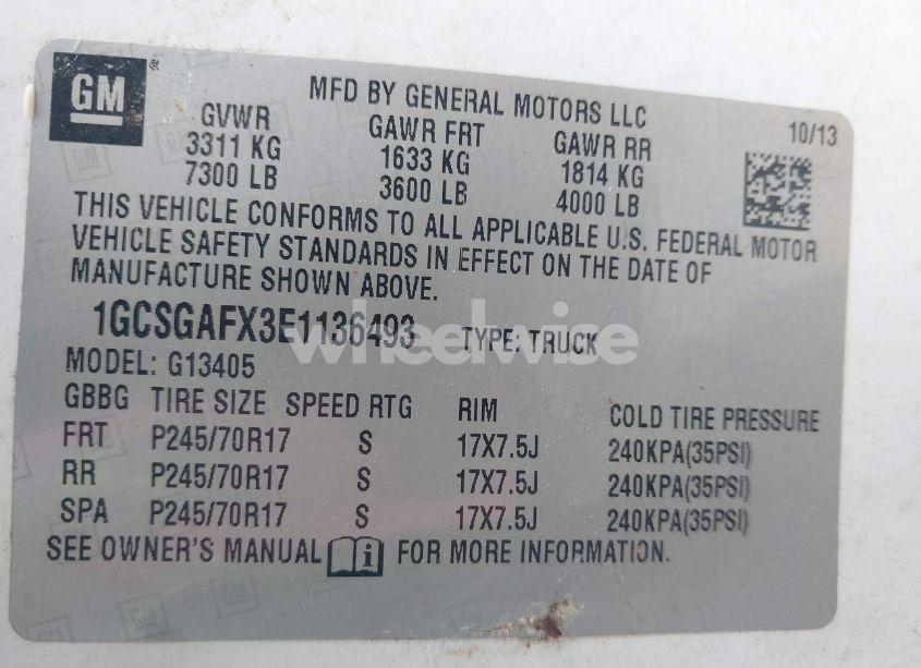 Photo 9 of 2014 Chevrolet Express 1500 WORK VAN (VIN 1GCSGAFX3E1136493)