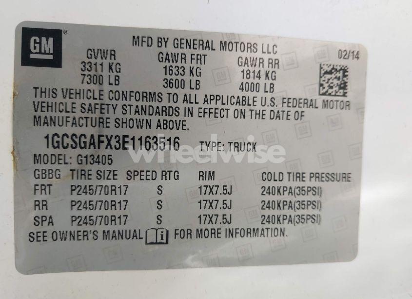 Photo 9 of 2014 Chevrolet Express 1500 WORK VAN (VIN 1GCSGAFX3E1163516)